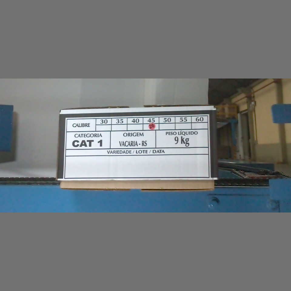 Candidata do calibre · central · 960 utilizado na inferência